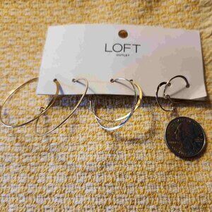 LOFT GOLD TONE 3 PAIR EARINGS